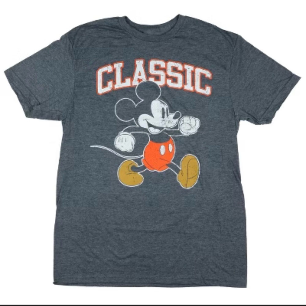 Disney Men's Classic Mickey Mouse Charcoal T-Shirt